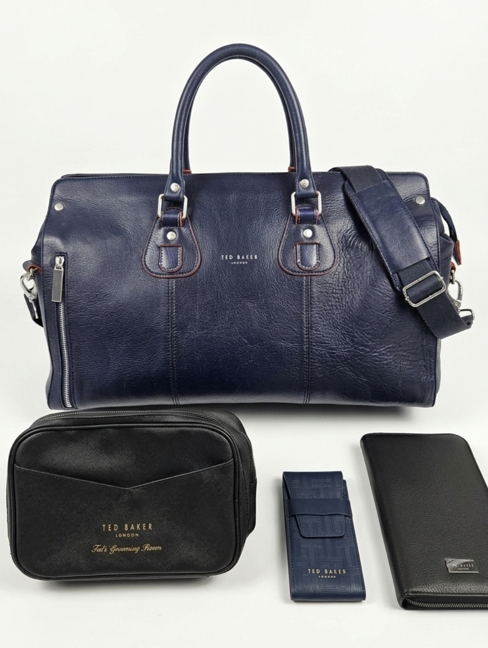 Ted Baker London Leather Travel Set: Bowler Bag, Grooming Kit & Accessories